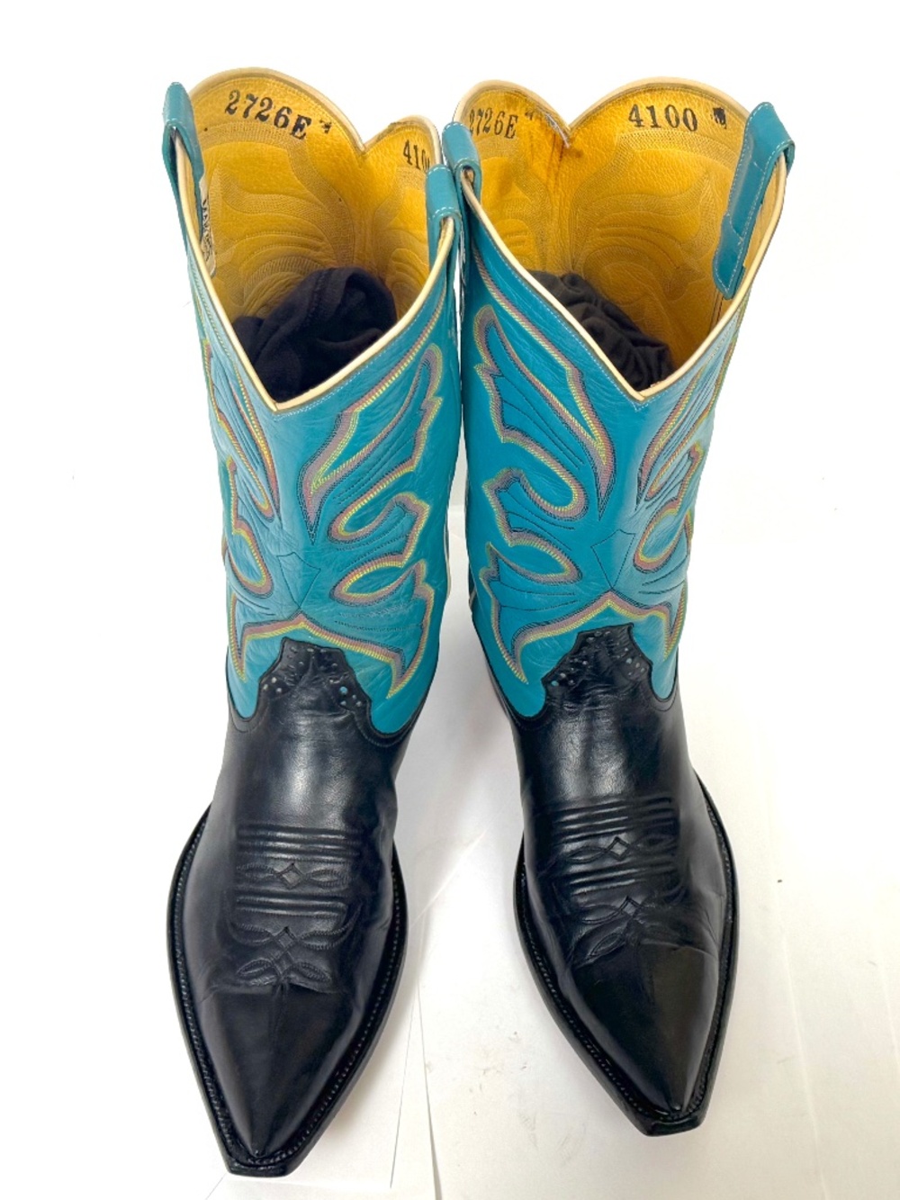 Rios of Mercedes Black Turquoise Cowboy Boots Mns 10D Pointy X-Toe Billy Martins